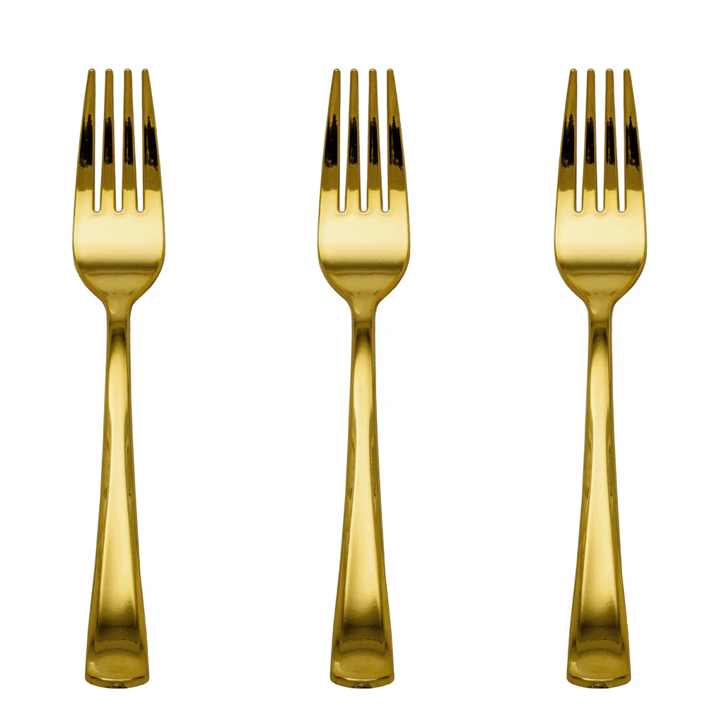 Exquisite Classic Gold Plastic Forks | 20 Count