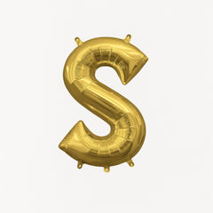 Gold Foil Air-Filled Letter 'S' Balloon