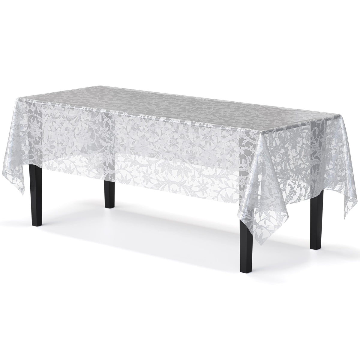 White Lace Plastic Table Cover - 54 In. x 108 In.