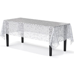White Lace Plastic Table Cover - 54 In. x 108 In.
