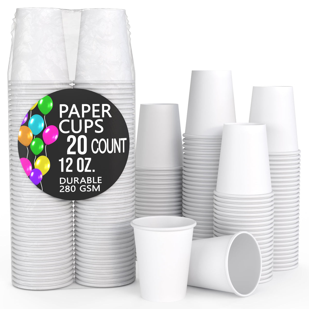 12 Oz. White Paper Cups | 20 Count