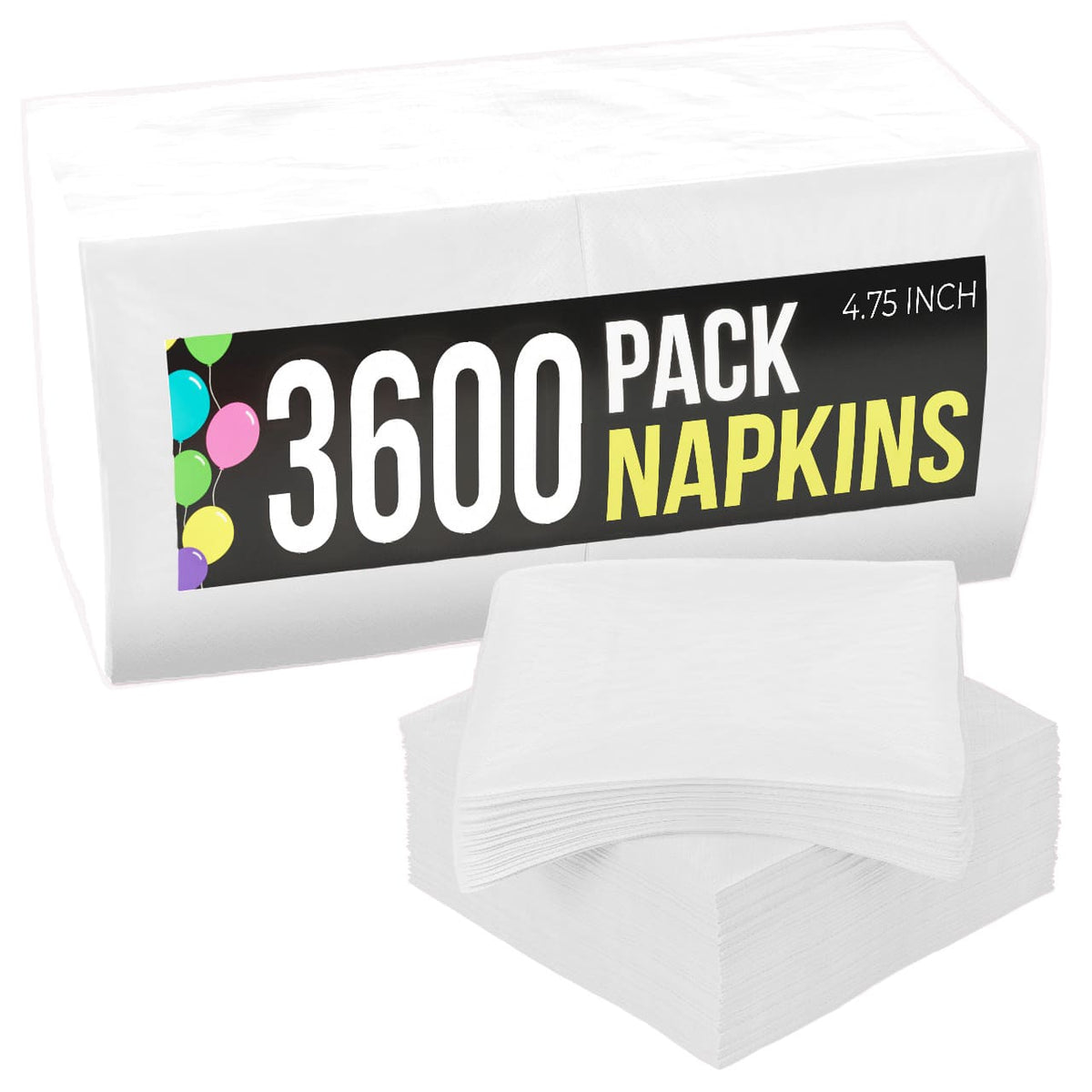 White Beverage Napkins - 4.75 in. x 4.75 in. | Case of 3600