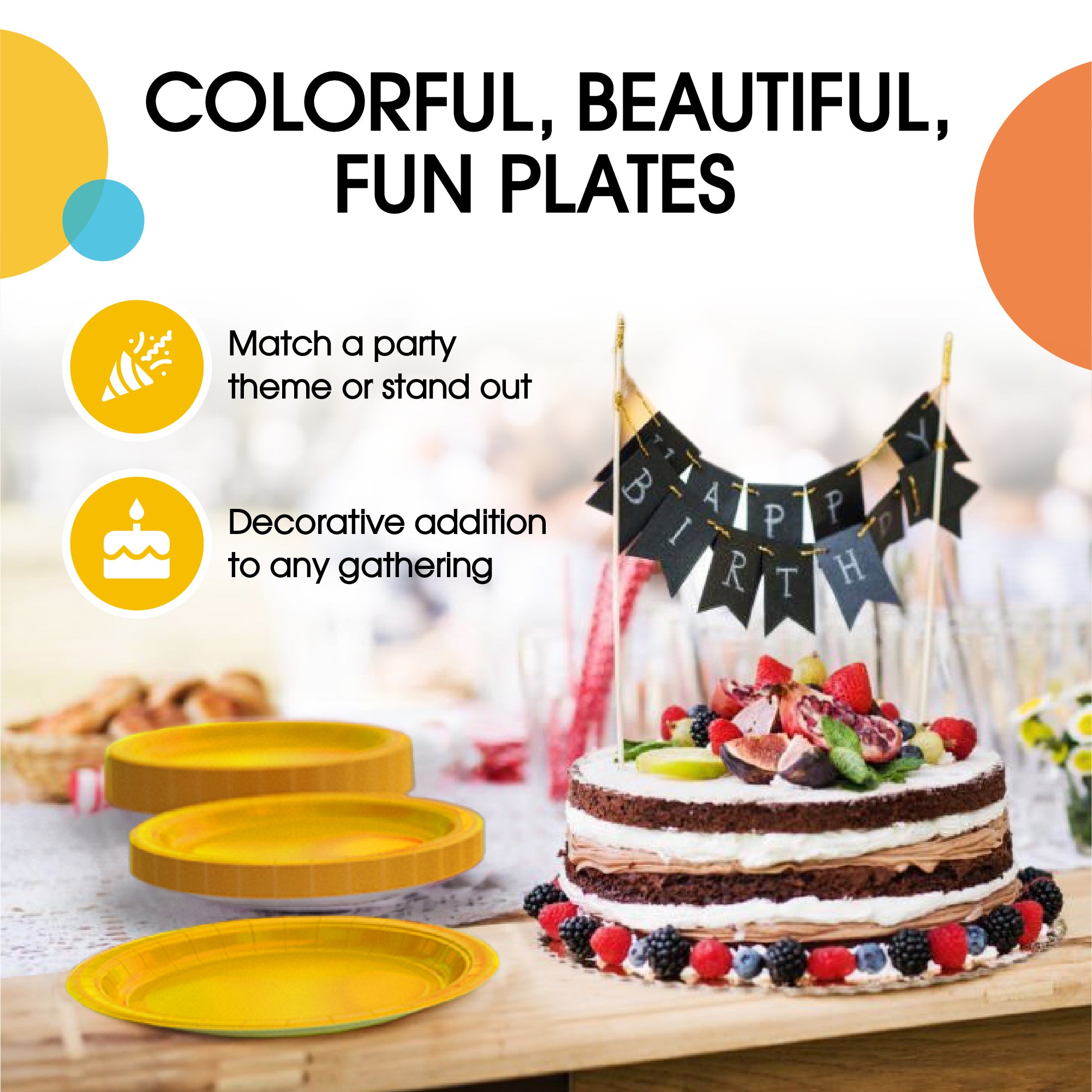 7 In. Yellow Paper Plates - 20 Ct.