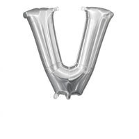 Silver Letter V Foil Balloon - Air Filled