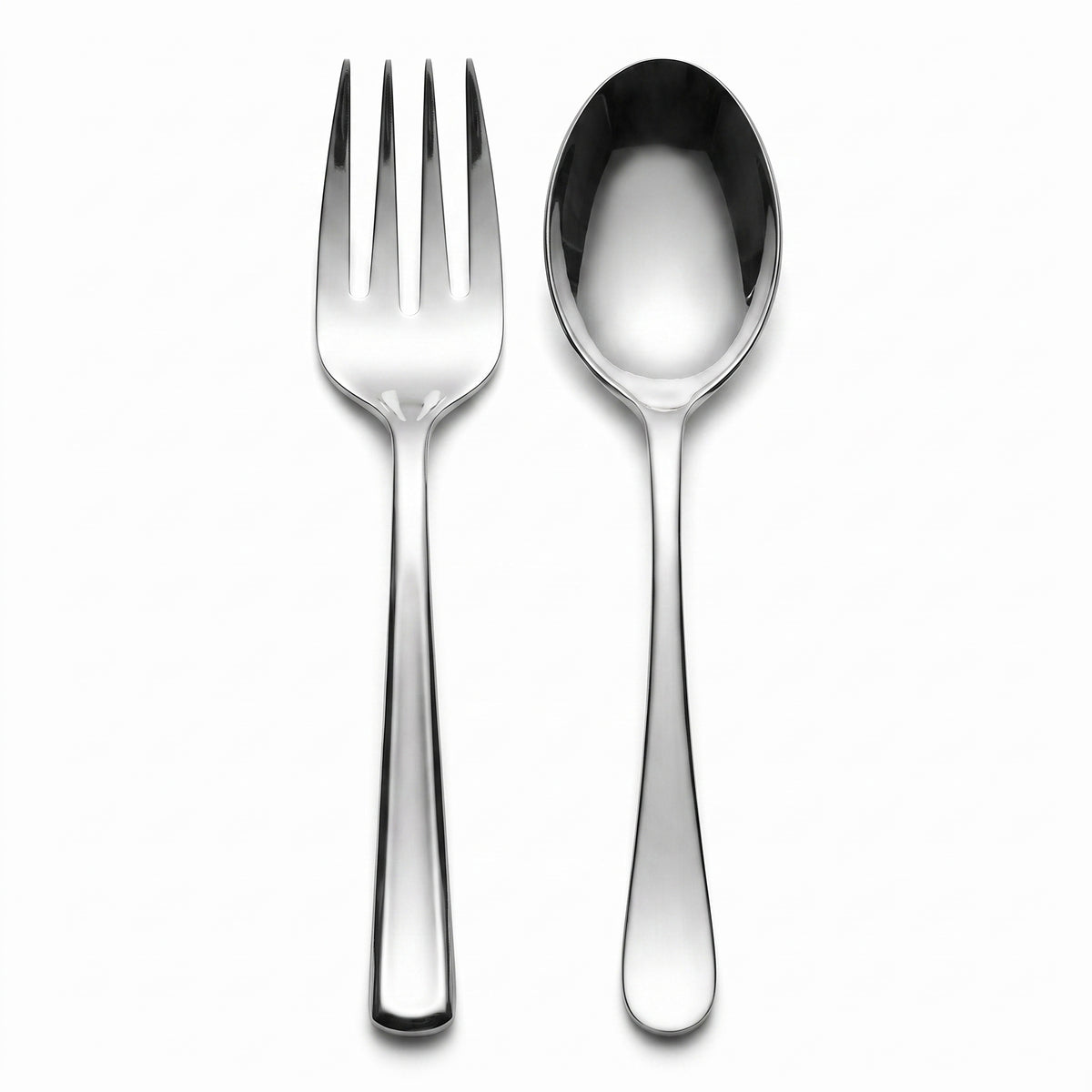 Elegant Silver Serving Spoon and Fork Set