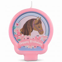 Saddle Up Horse Birthday Candle, Pink/Blue, 1.25-in