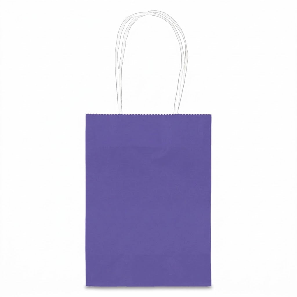 Purple Kraft Paper Gift Bag with Handles - 5"