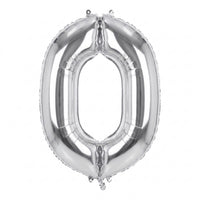 Silver Foil Number 0 Balloon