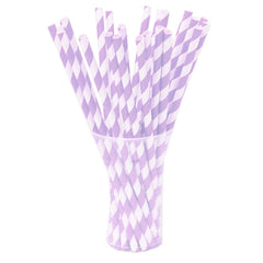 Lavender Striped Paper Straws | 7.75 in. | 100 Count