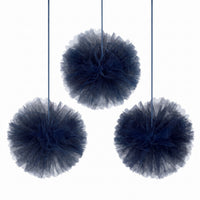 Navy Tulle Fluffy Decorations - Set of 3