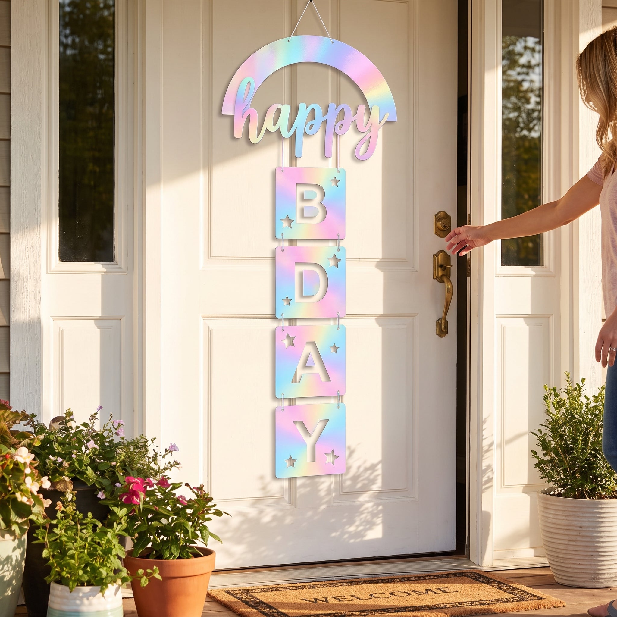 Luminous Iridescent Rainbow Birthday Door Decoration