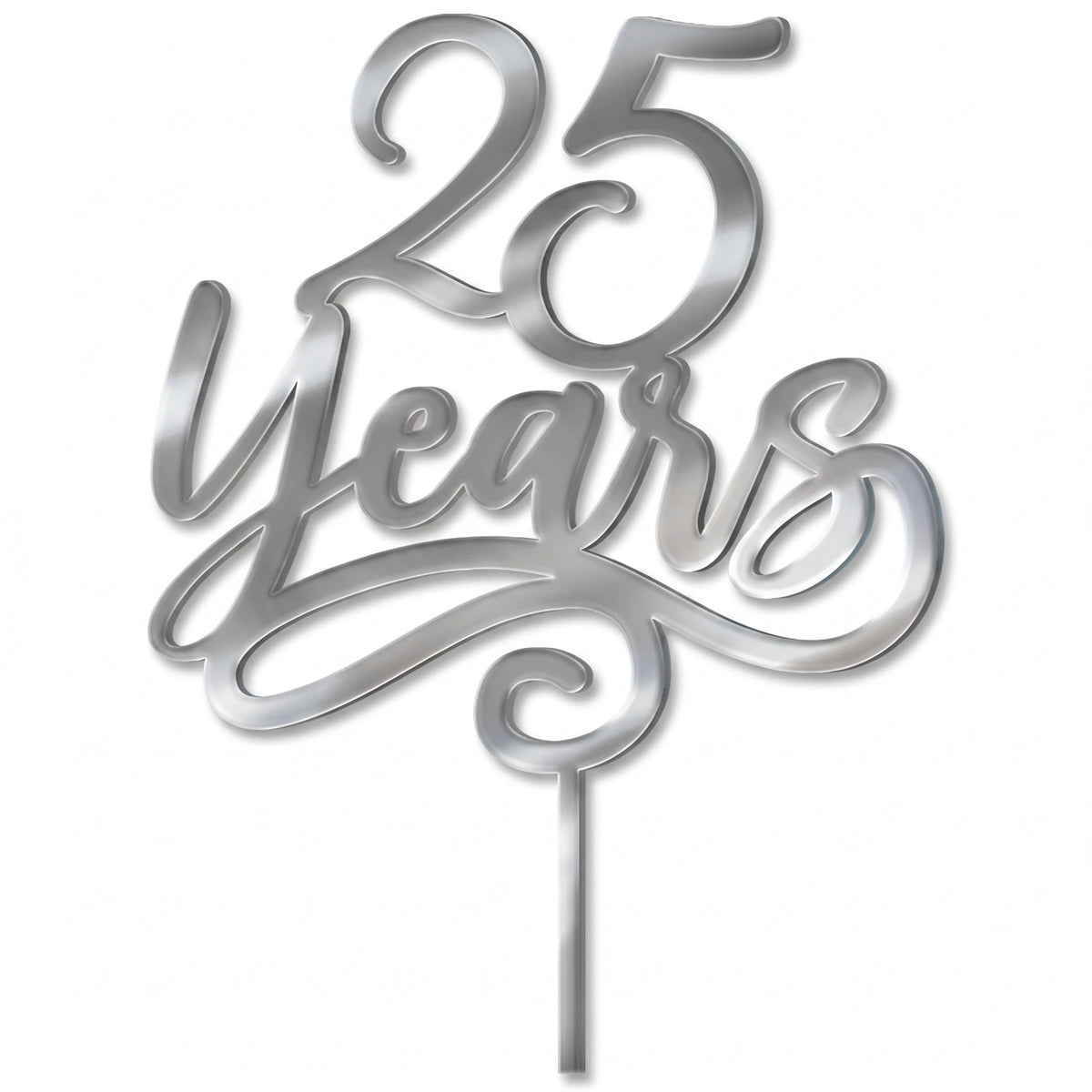 Silver Mirrored "25 Years" Anniversary Cake Topper
