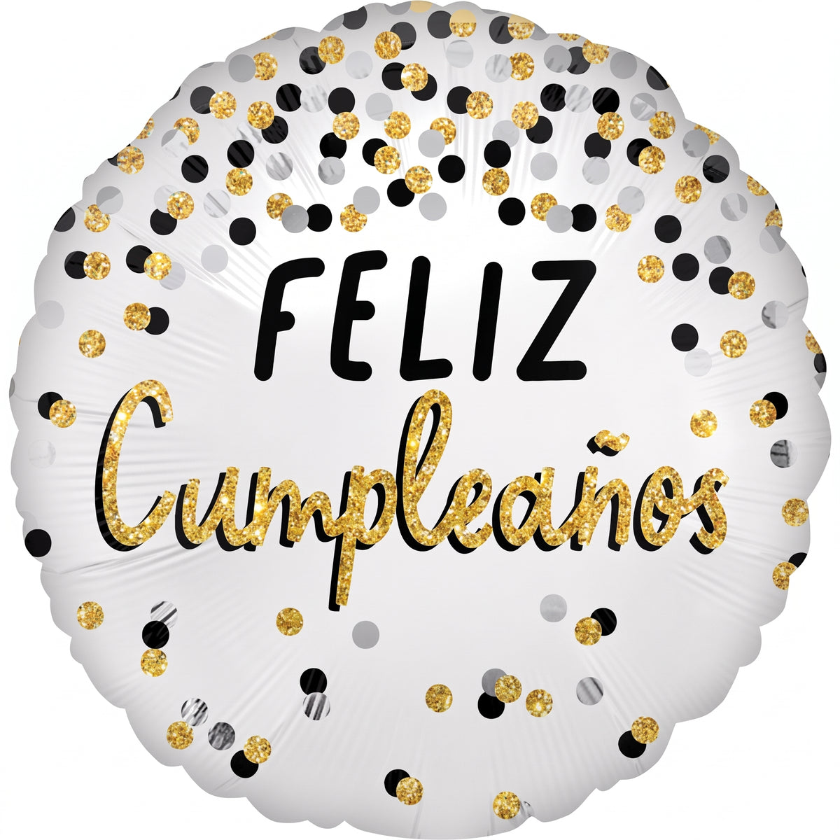 Elegant Metallic Birthday Balloon in Black, Silver, and Gold