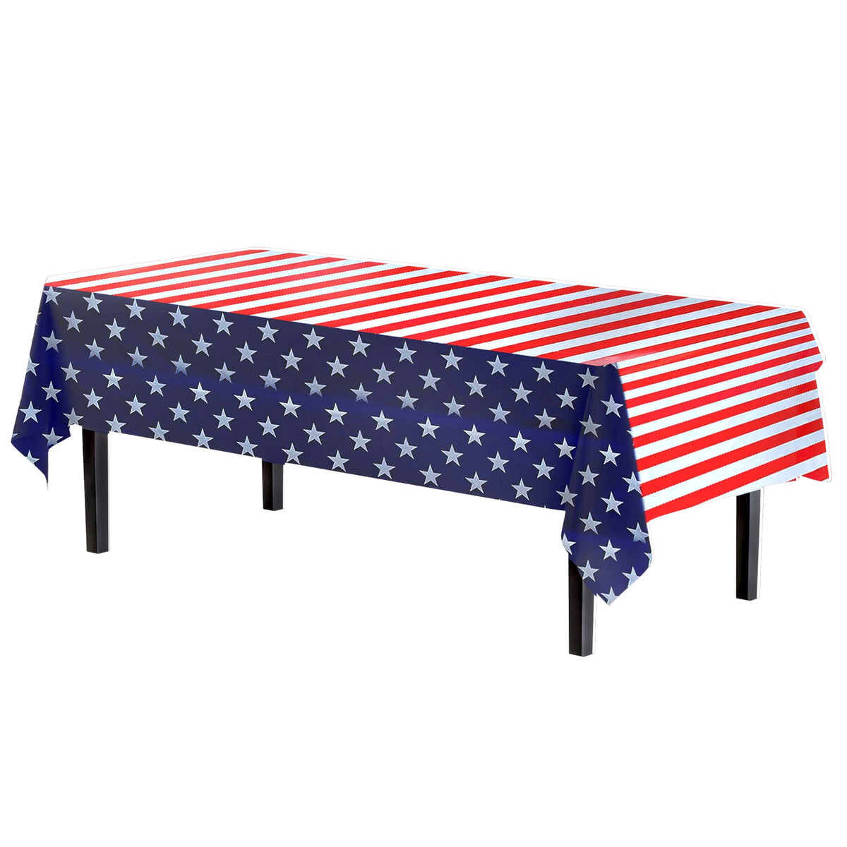 Patriotic Plastic Table Covers | 12 Pack - 54 In. x 108 In.