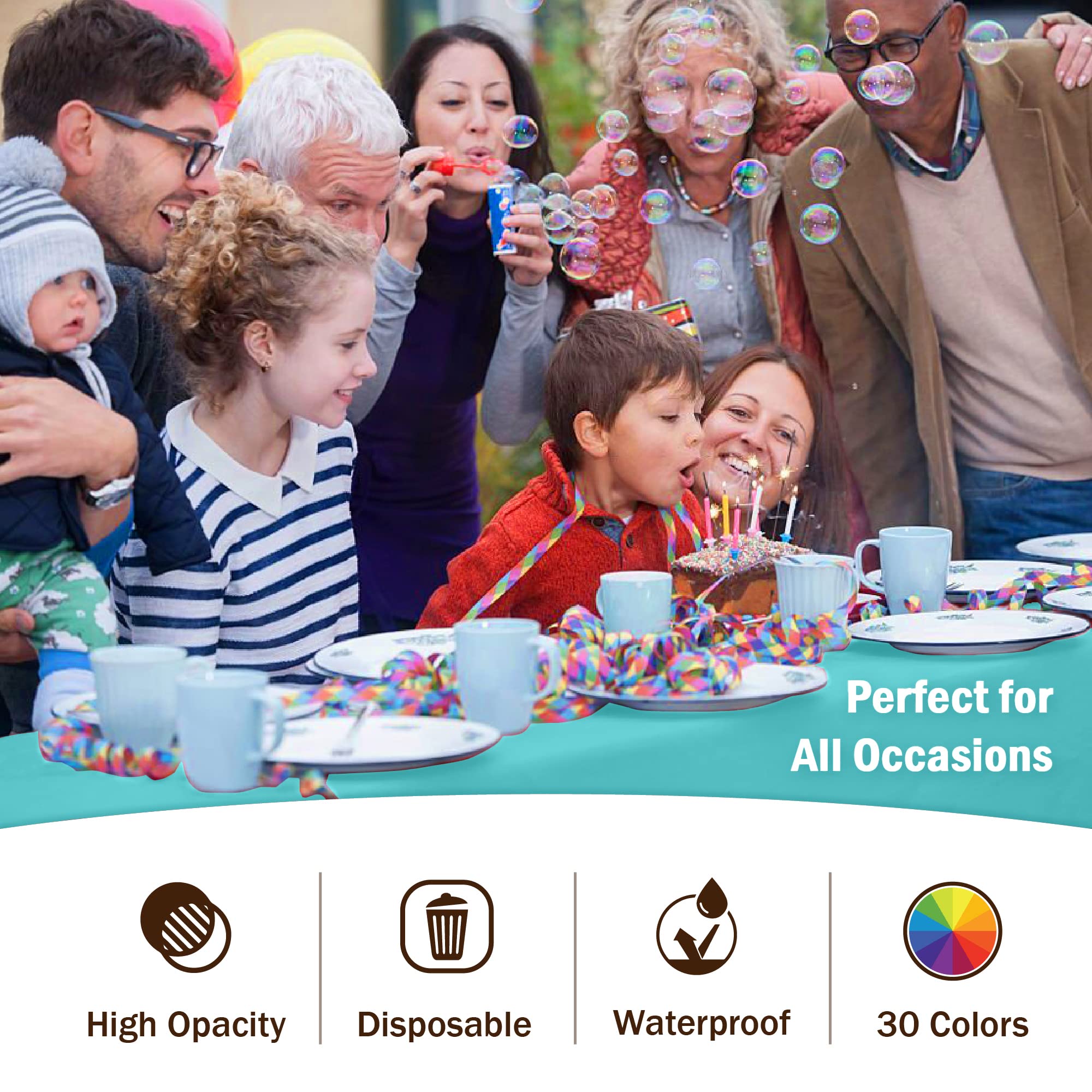 Aqua Blue Plastic Table Cover | Case of 48 - 54 In. x 108 In.