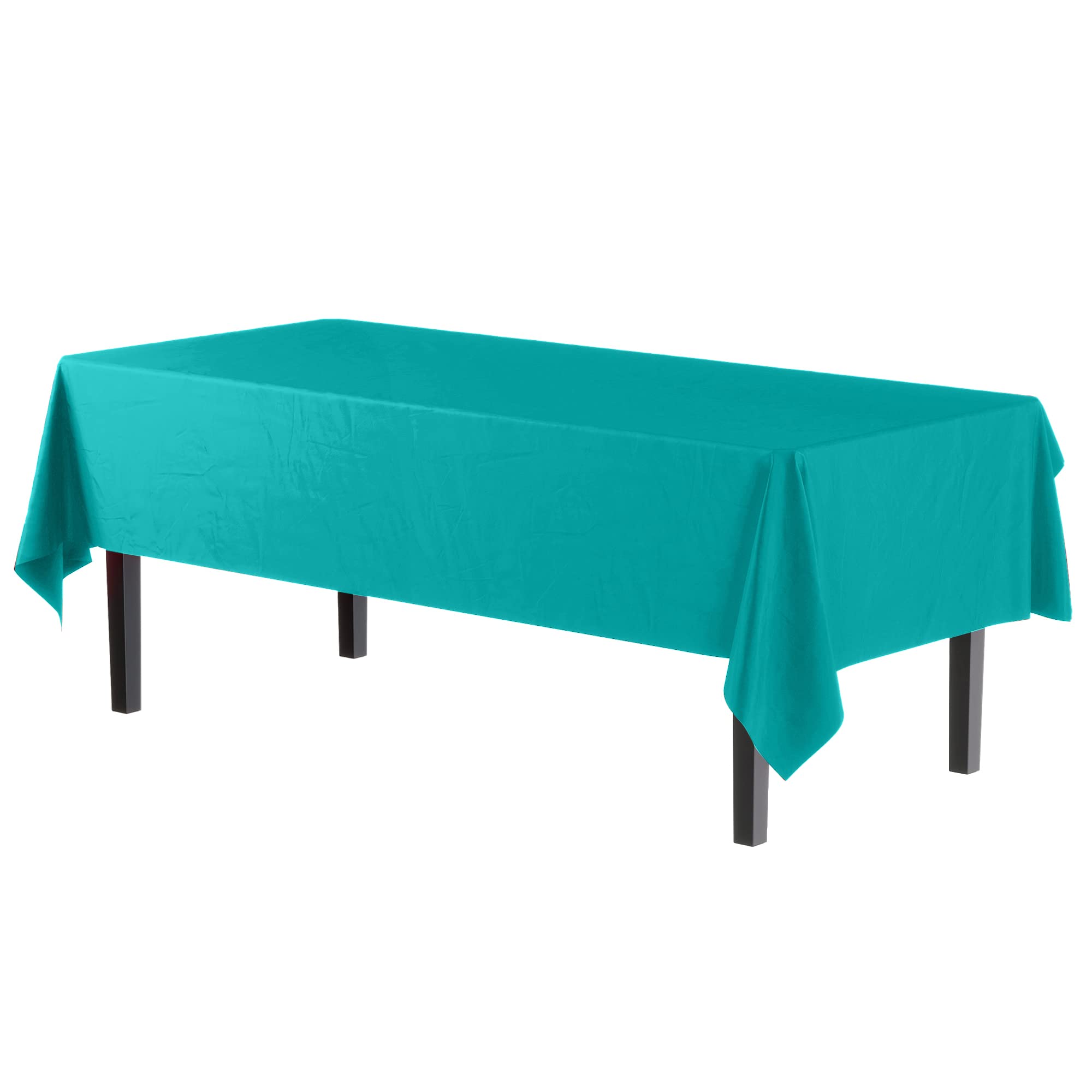 Aqua Blue Plastic Table Covers | 12 Pack - 54 In. x 108 In.
