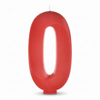 Vibrant Red Number 0 Molded Birthday Candle, 5.25-Inch