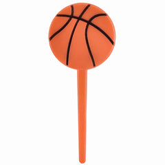 Basketball Party Picks - 3" Orange Plastic Toppers, 36 Pack