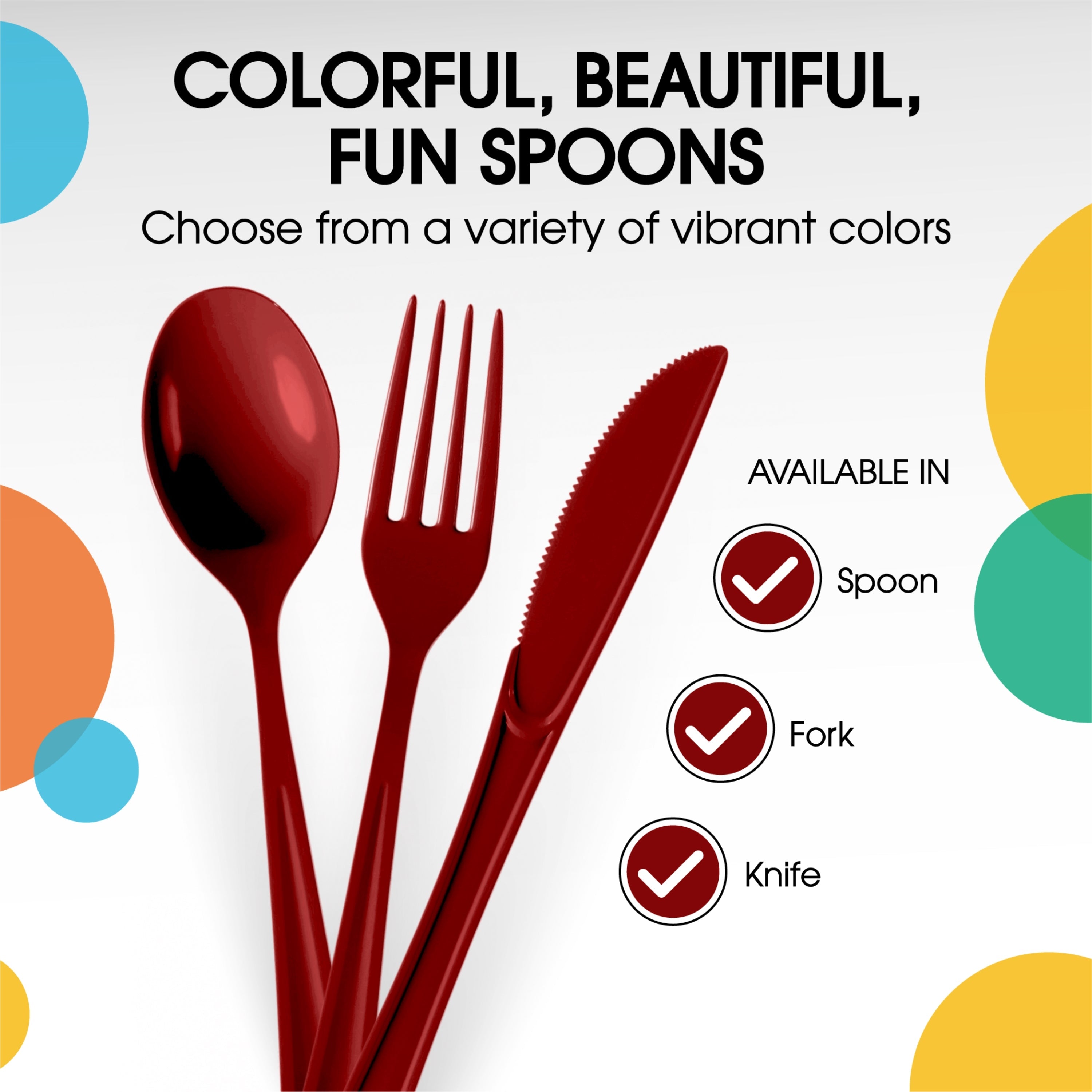 Heavy Duty Burgundy Plastic Spoons - 7 in. | Case of 1200