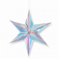 Iridescent Luminous 3D Hanging Foil Star Decoration - 24"