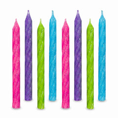 Large Glitter Spiral Birthday Candles - Brights