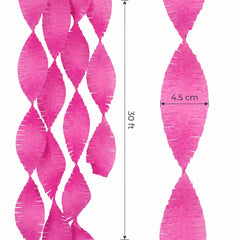 Bright Pink Fringe Crepe Streamer - 30 ft