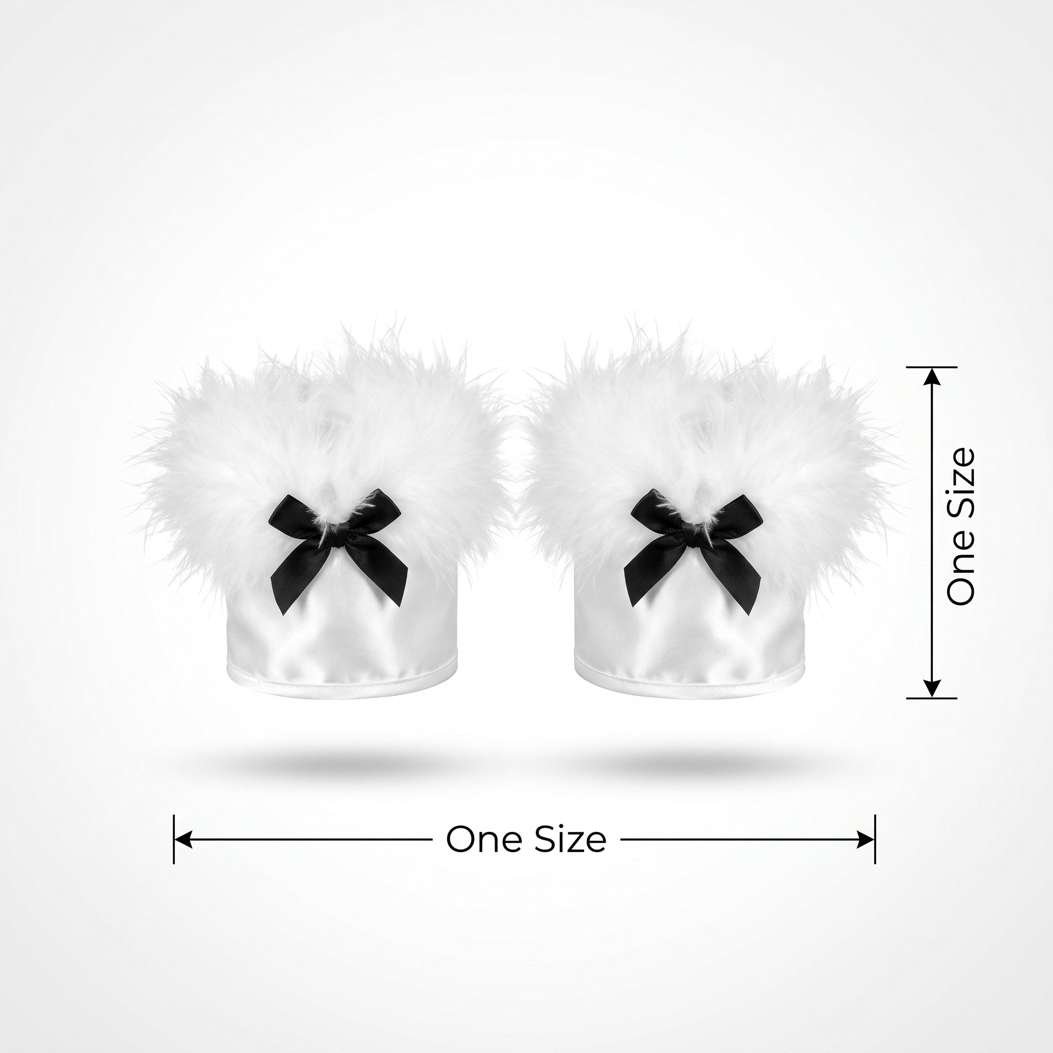 White Bunny Marabou Wrist Cuffs - Halloween Costume Accessory