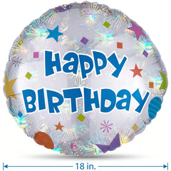 Colorful Happy Birthday Metallic Balloon - 18-Inch Foil