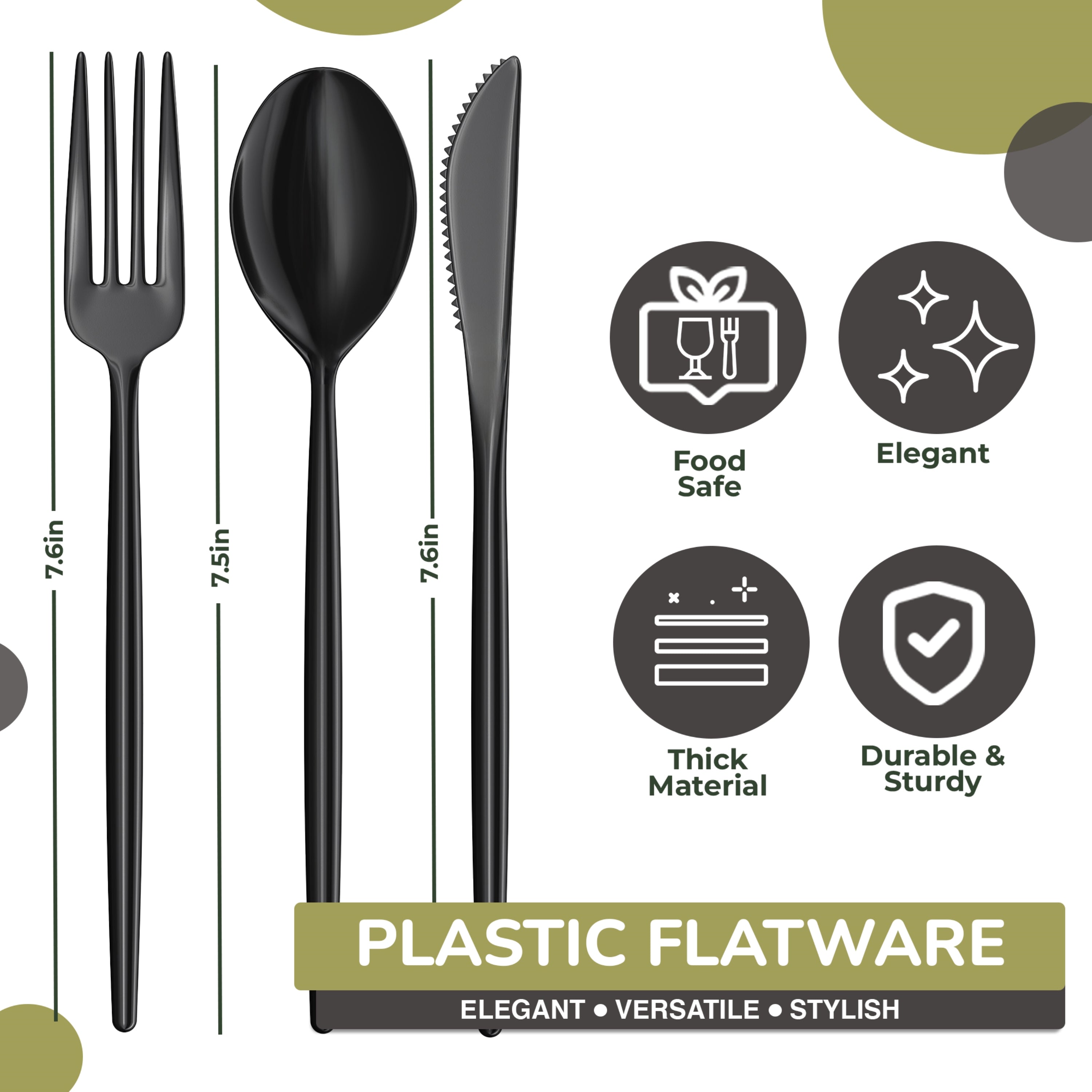 360 Pack Trendable Gloss Cutlery Combo Black 120/120/120