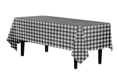 Black Gingham Plastic Table Covers | 12 Pack - 54 In. x 108 In.