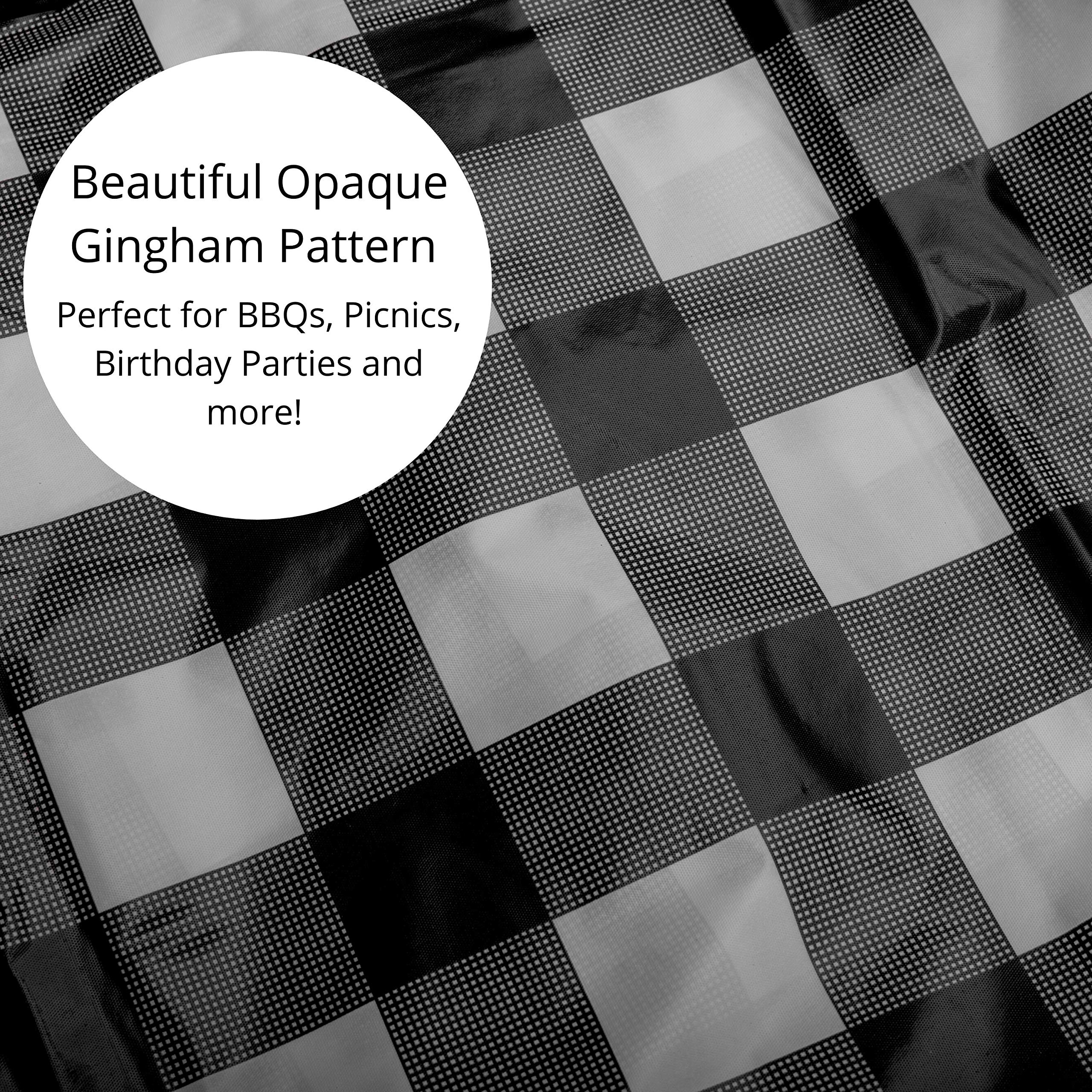 Black Gingham Plastic Table Covers | 12 Pack - 54 In. x 108 In.