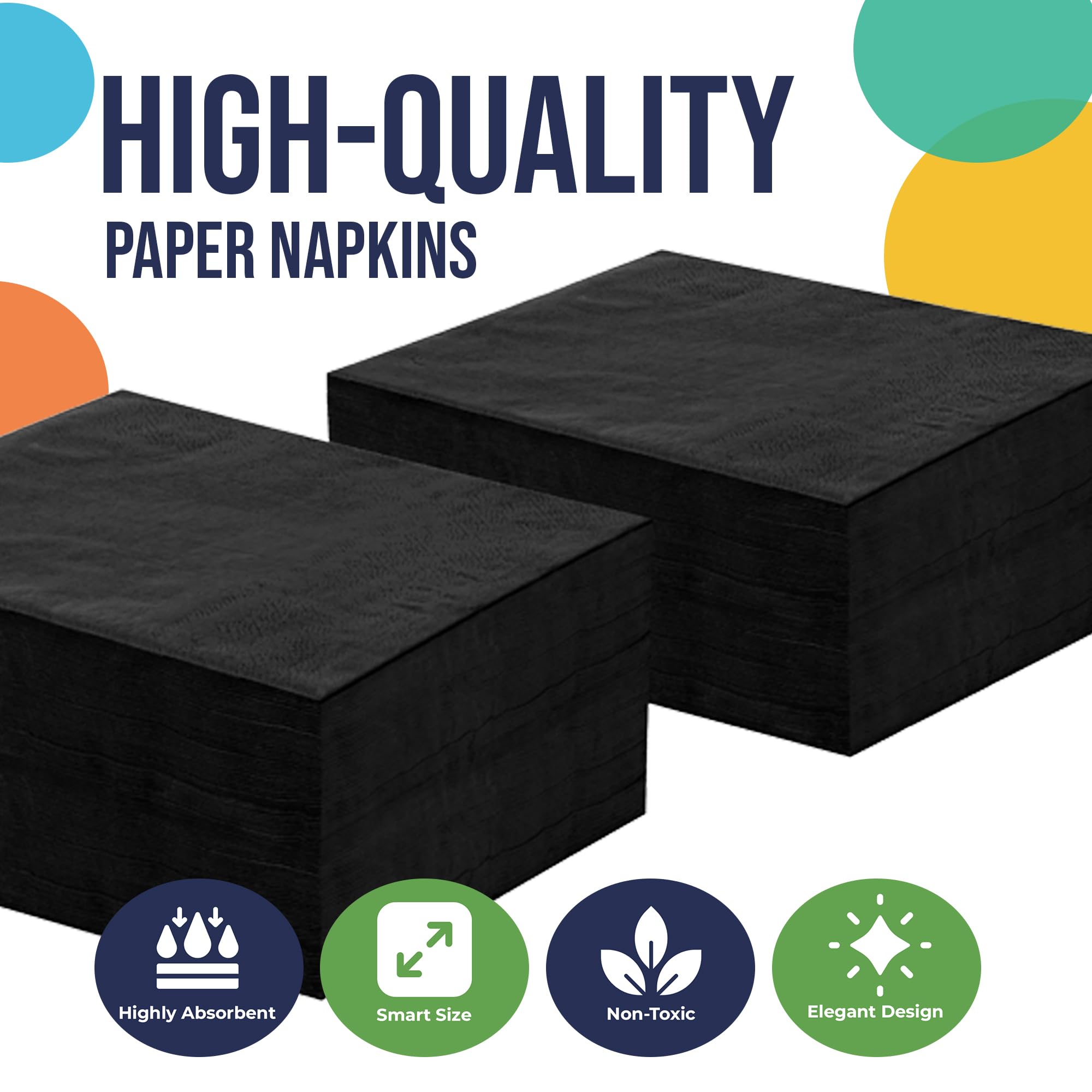 Black Luncheon Napkins - 6.75 in. x 6.75 in. | Case of 3600