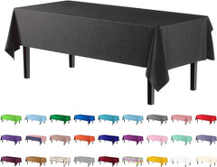 Premium Black Plastic Table Covers | 6 Pack - 54 In. x 108 In.