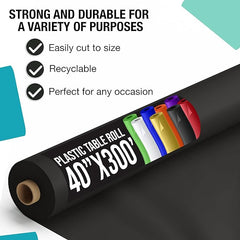 40 In. x 300 Ft. Premium Black Table Roll | Case of 4
