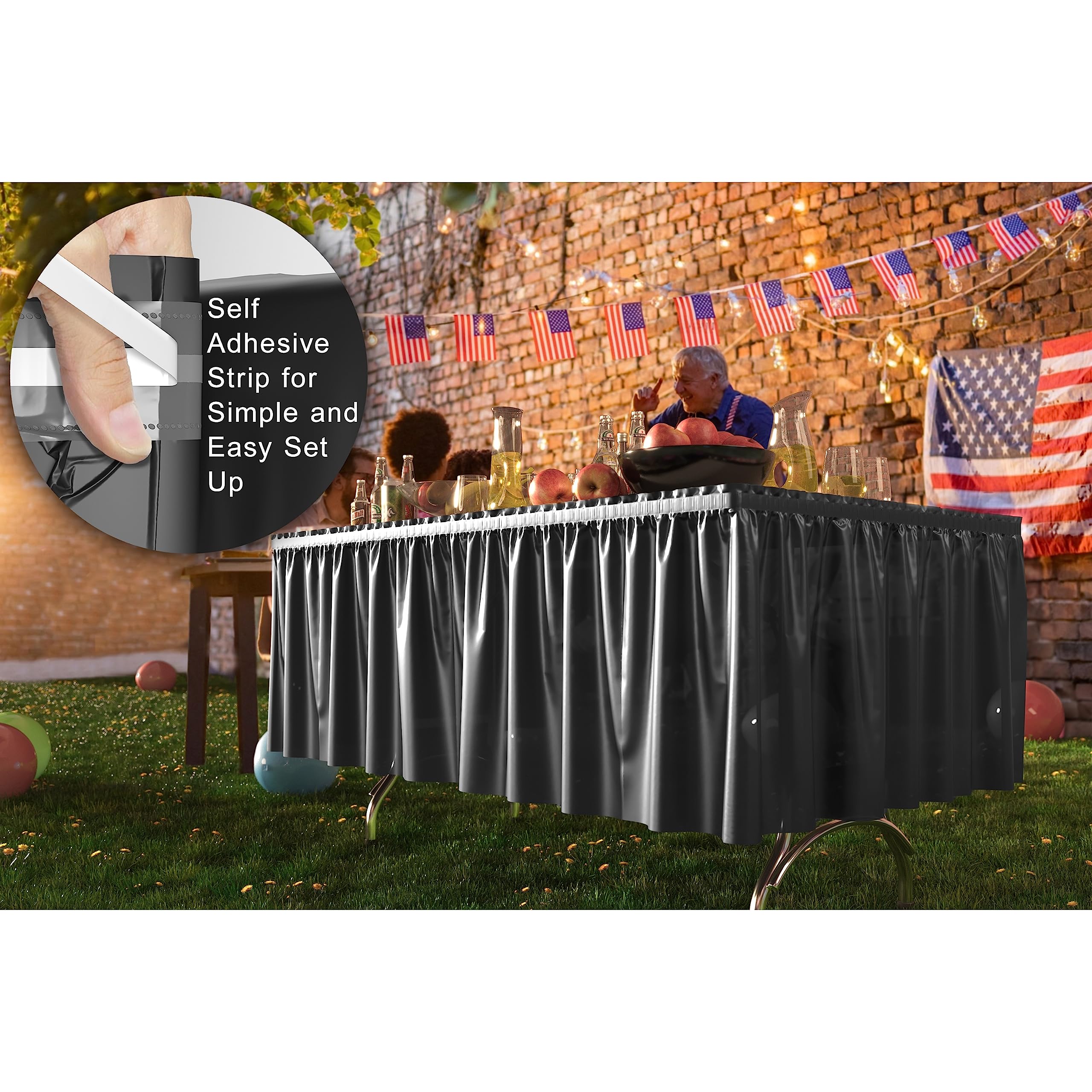 Black Plastic Table Skirt | Case of 48
