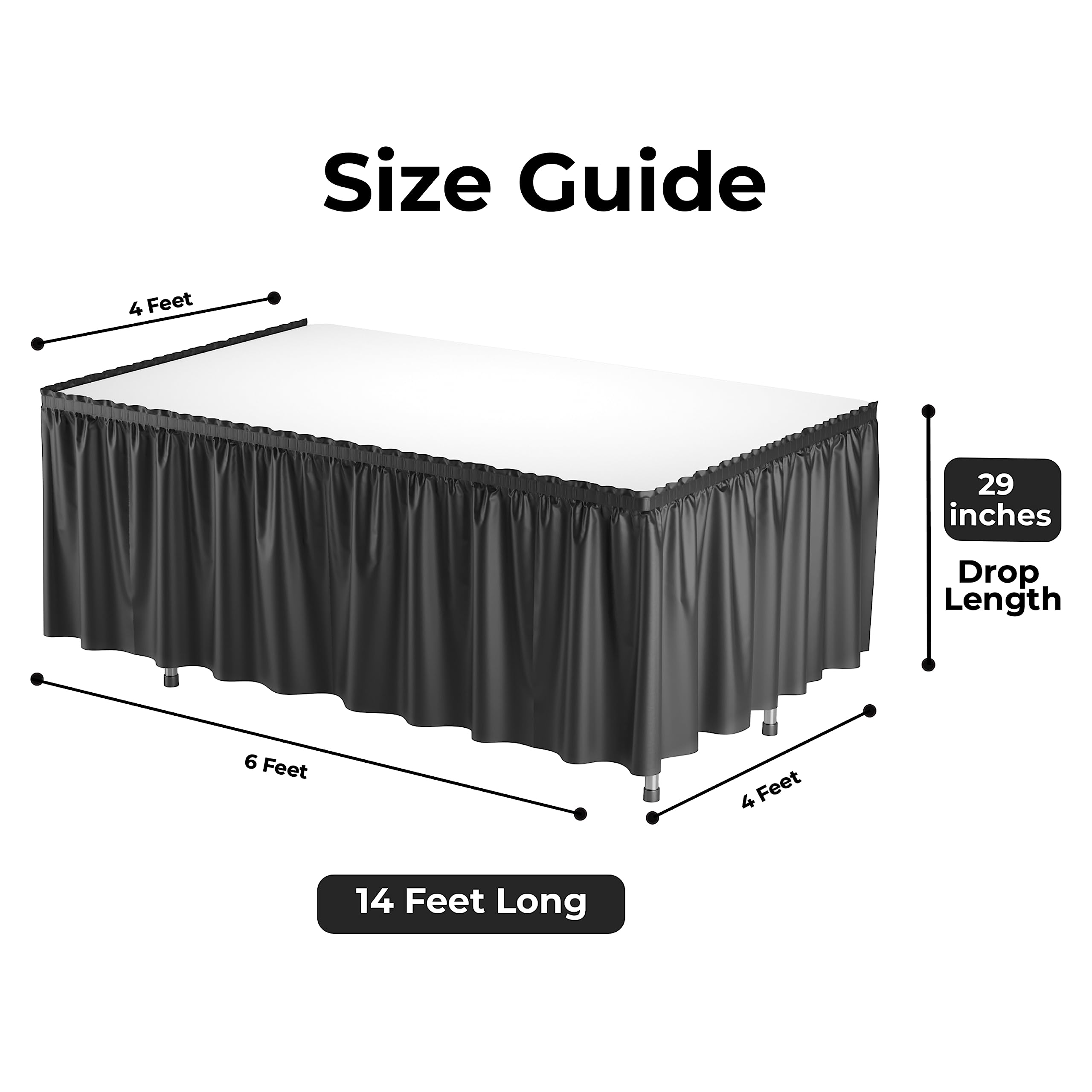 Black Plastic Table Skirt | Case of 48