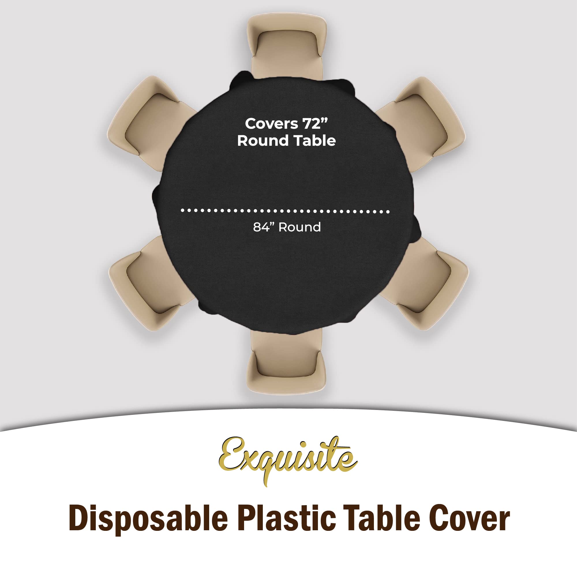 Black Round Plastic Table Cover - 84 in. | Case of 48
