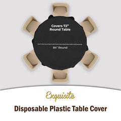 Black Round Plastic Table Cover - 84 in. | Case of 48