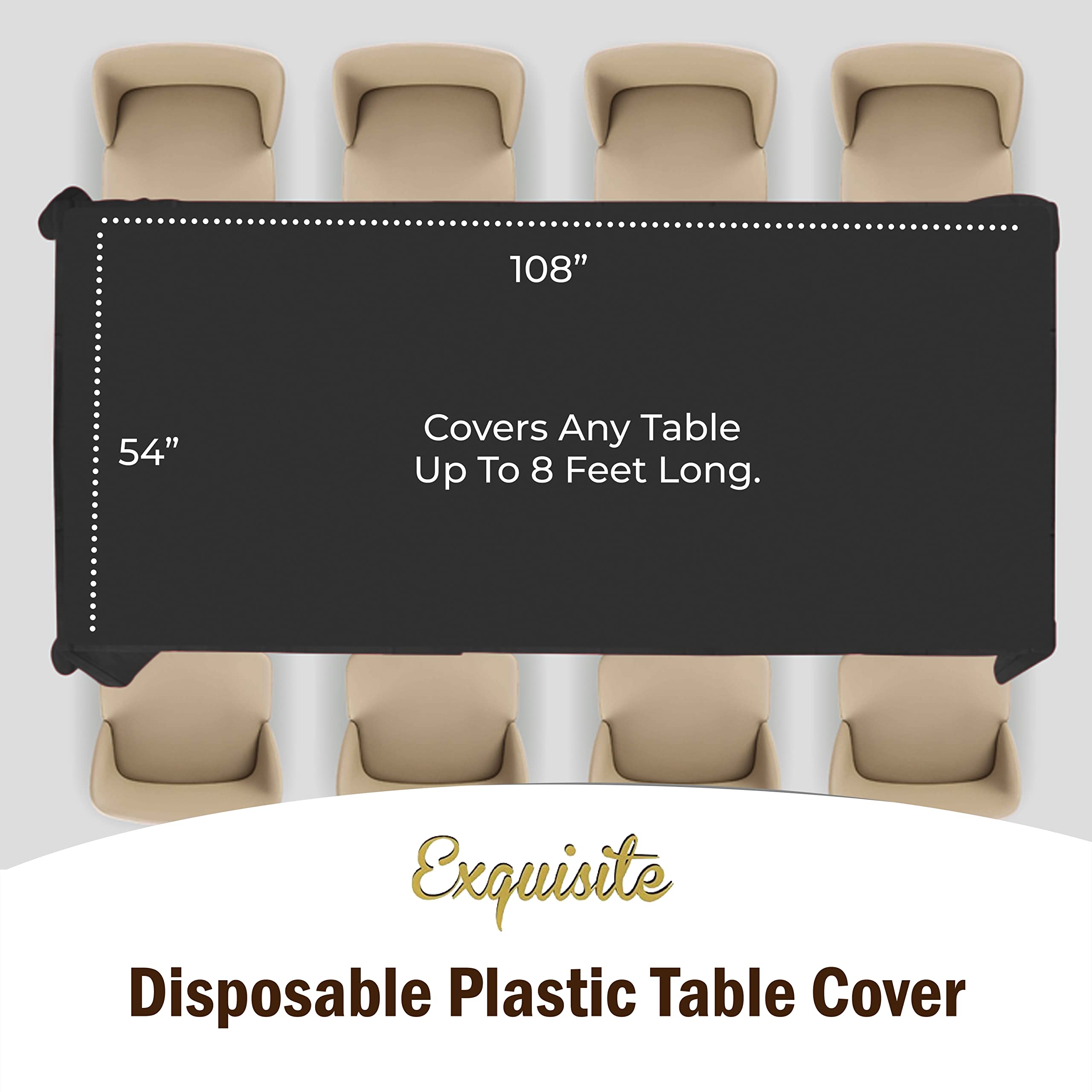 Black Plastic Table Cover | Case of 48 - 54 In. x 108 In.