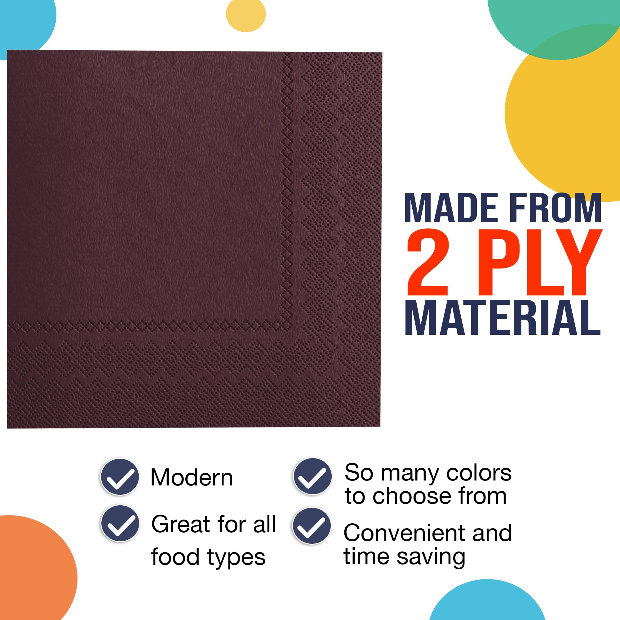 Brown Beverage Napkins - 4.75 In. X 4.75 In. | 1800 Count