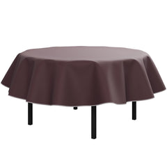 Brown Flannel Backed Plastic Table Cover 70 In. Round | Case of 24