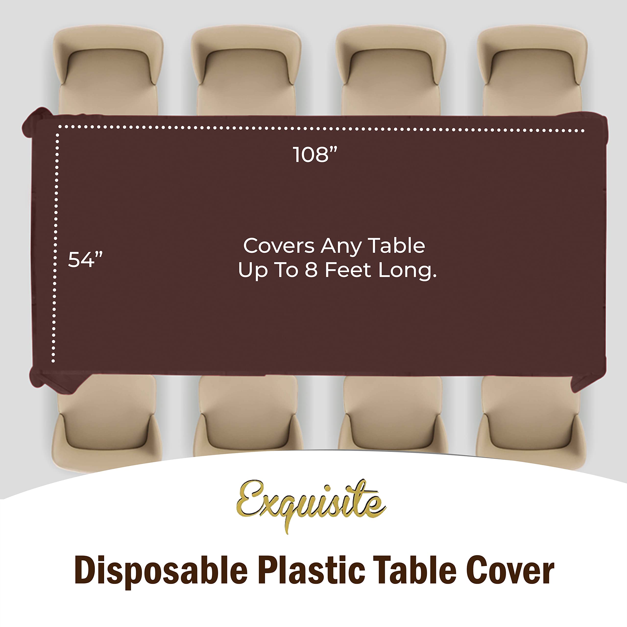 Premium Brown Plastic Table Cover | Case of 96 - 54 In. x 108 In.
