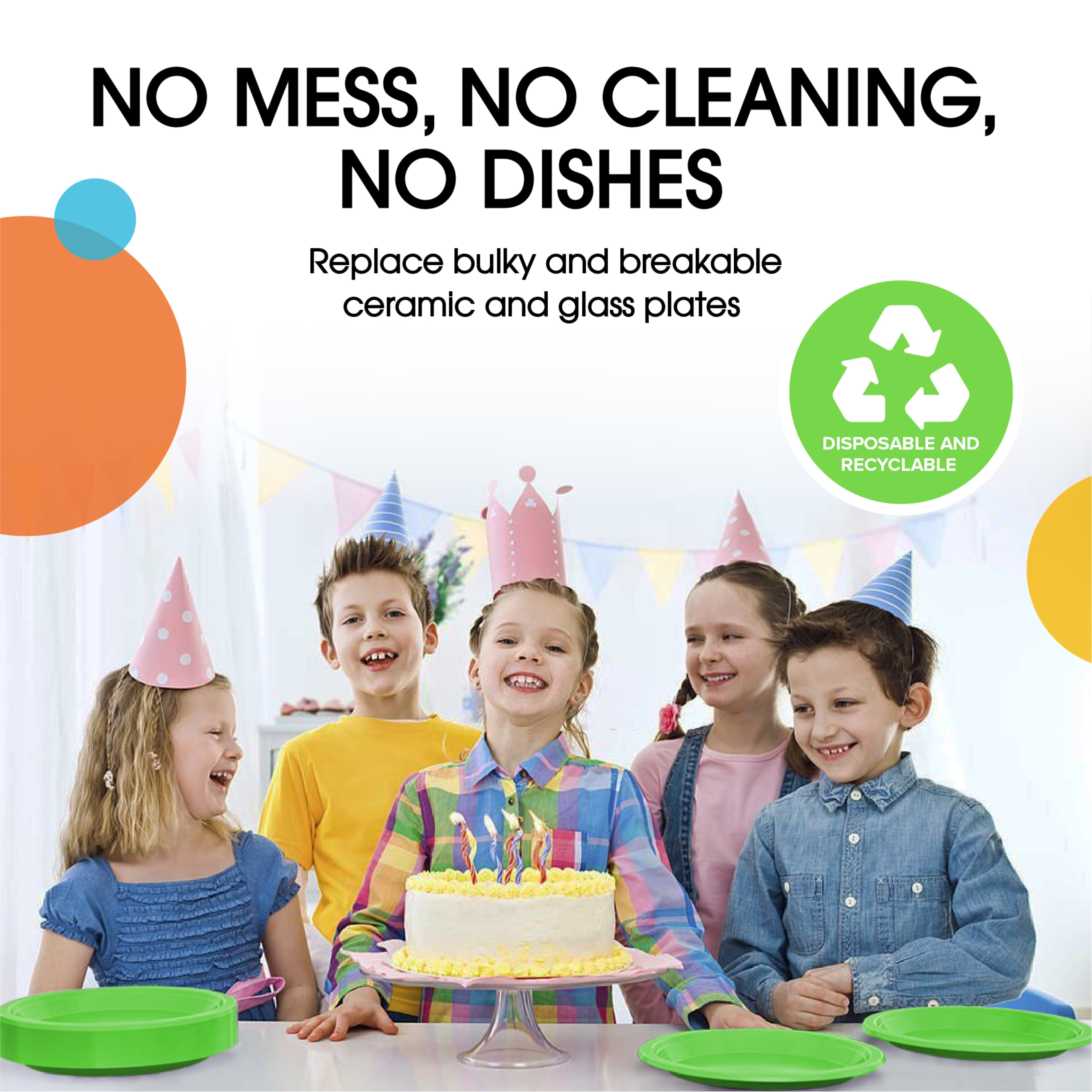 9 In. Lime Green Plastic Plates | 100 Count