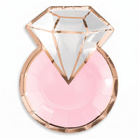 Diamond Ring Shaped Metallic Dessert Plates, Rose Gold, 7-Inch, 8-Pack