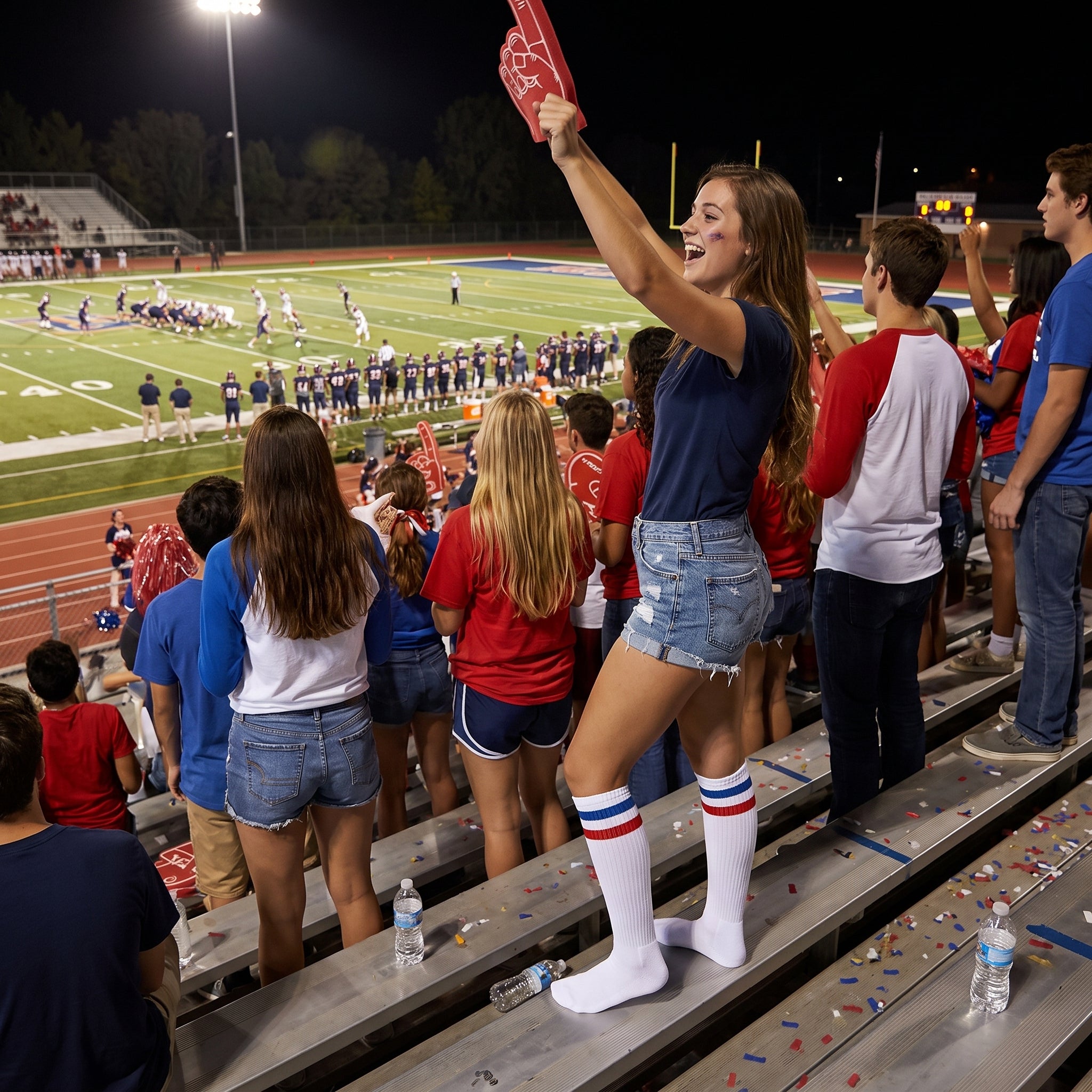 Knee-High Red, White & Blue Team Spirit Socks