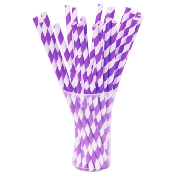 Purple Striped Paper Straws - 7.75 in. | 100 Count