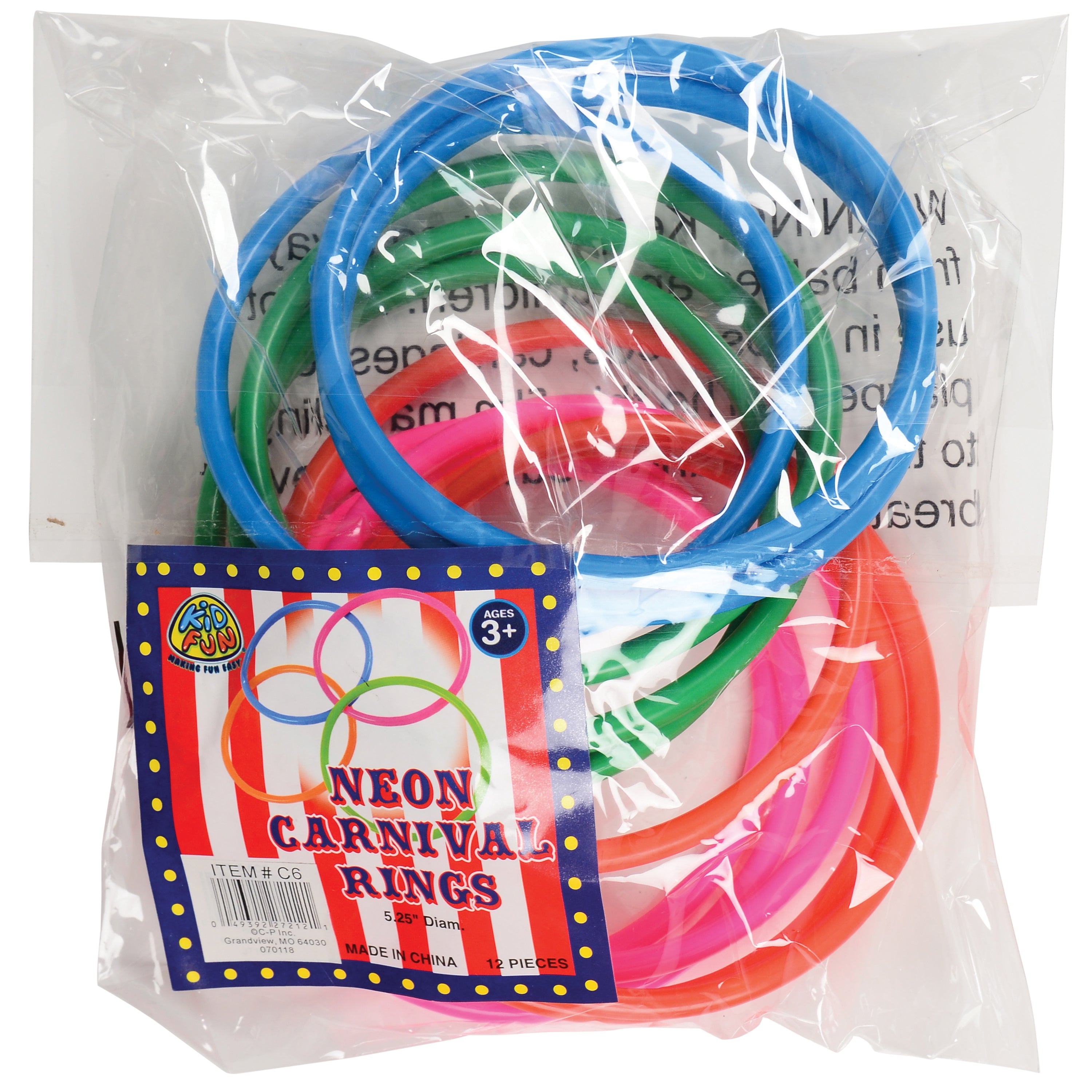 Neon Carnival Rings/5.25 Inch - 12 Count