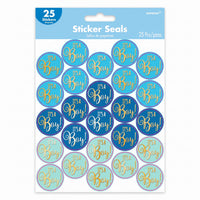 "It's a Boy" Blue Baby Shower Sticker Seals - 25 Pack