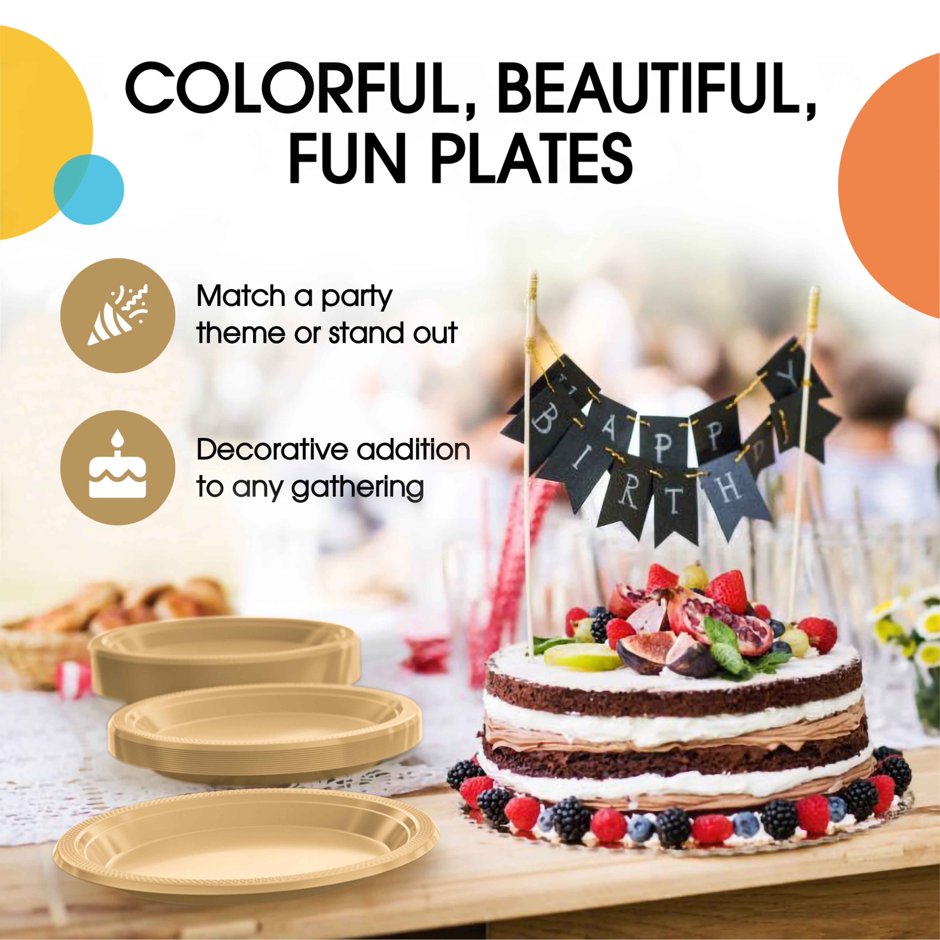 10 In. Gold Plastic Plates | 100 Count