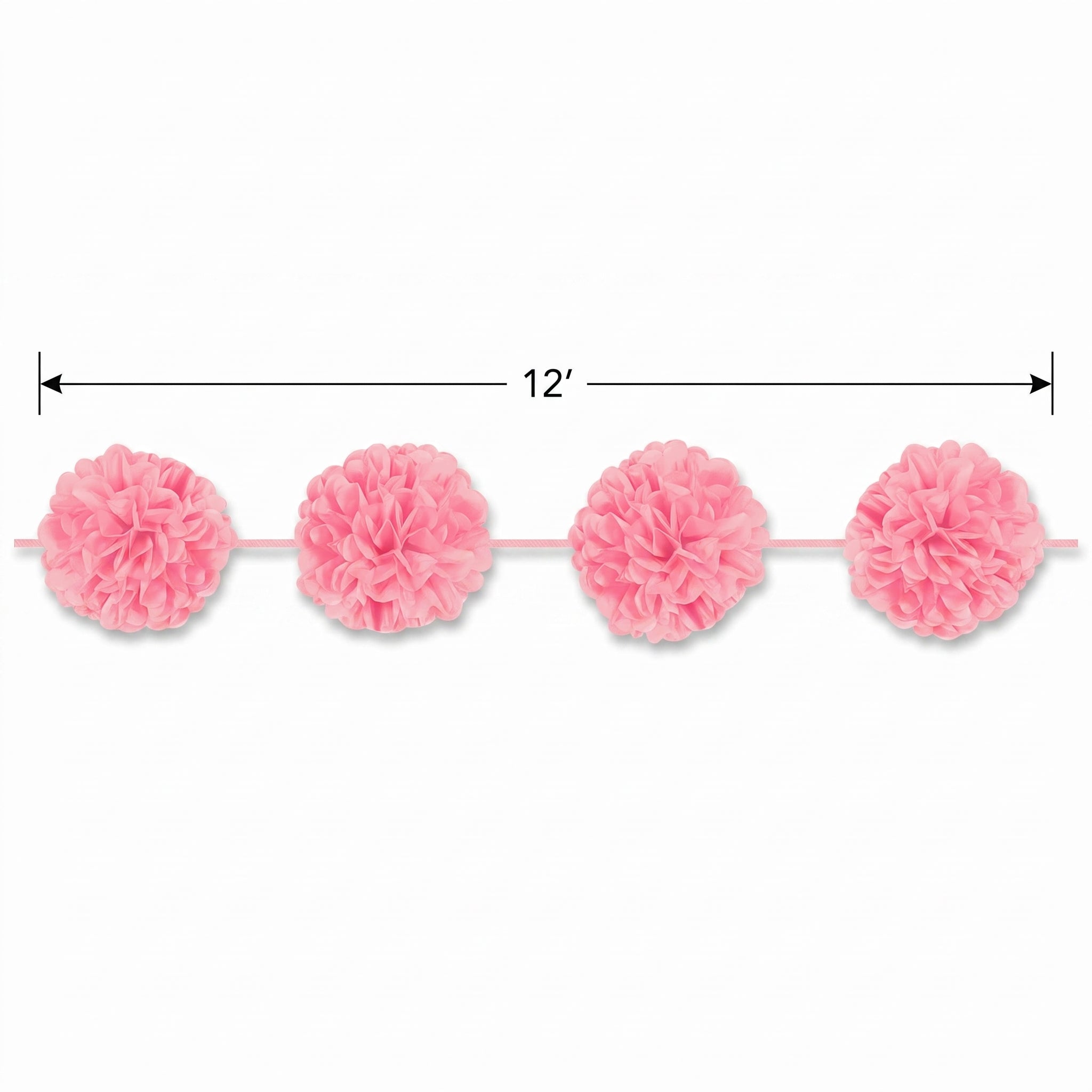 Elegant Pink Fluffy Tissue Garland - 12 ft for Weddings & Showers